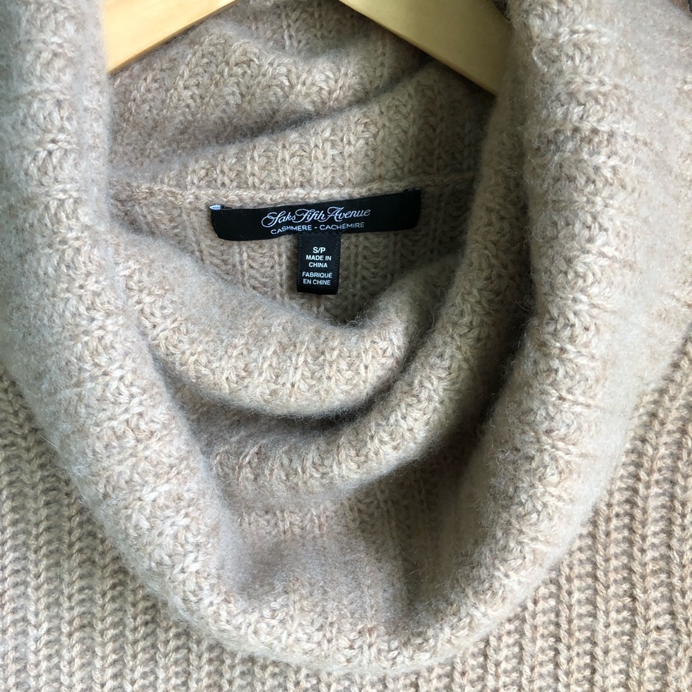 NWOT Saks Cashmere cowl neck tunic sleeveless